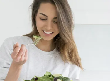 Woman eating healthy food